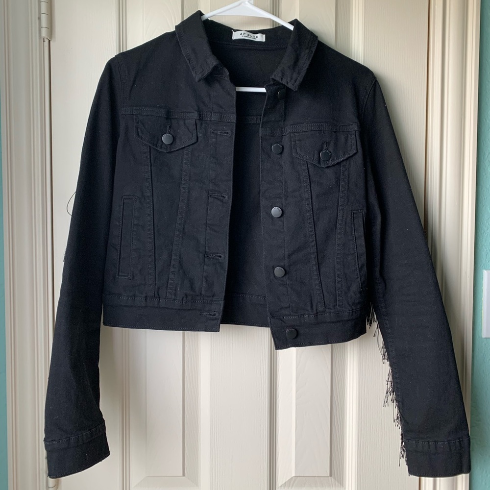 Fringe Black Denim Jacket